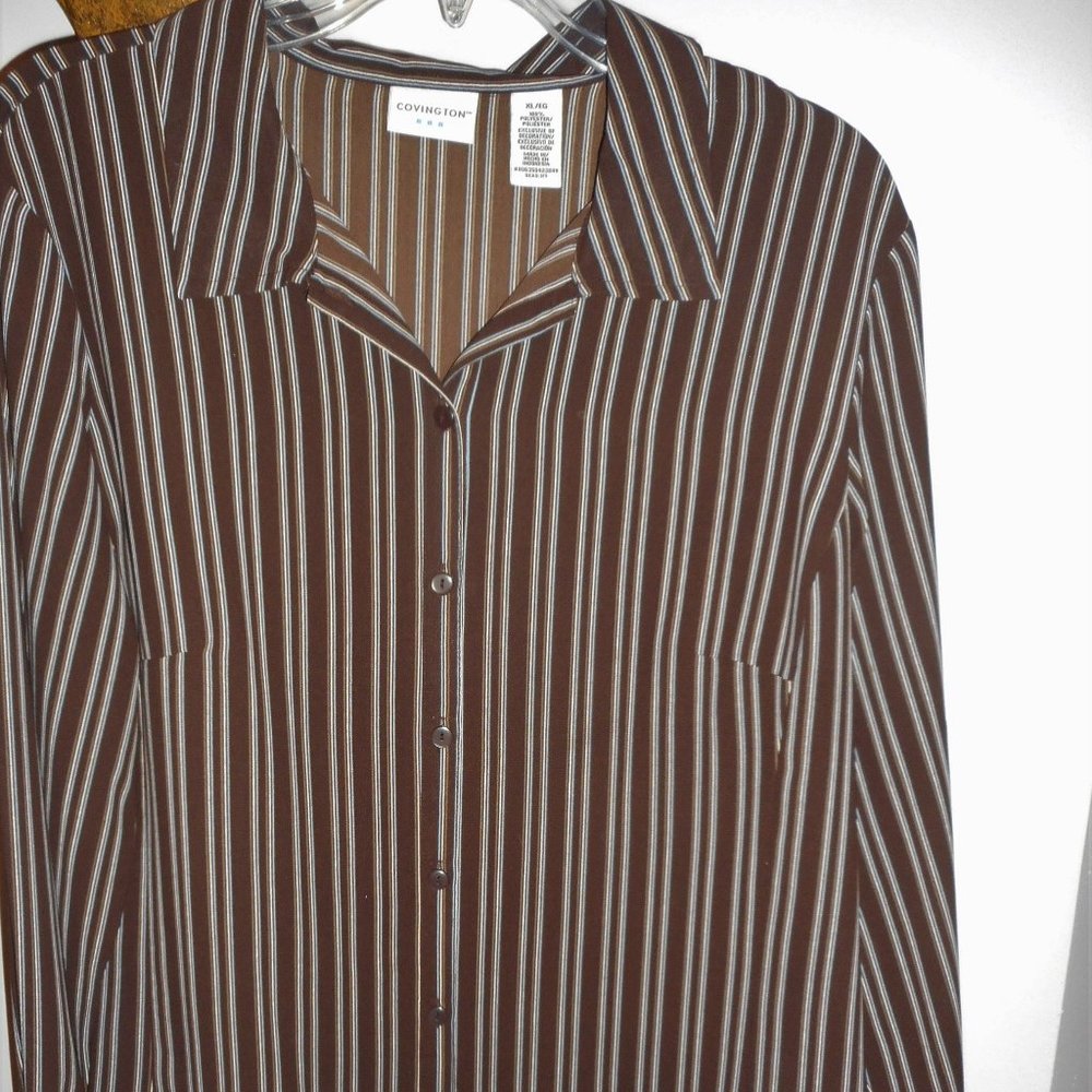 NEW Brown Striped Blouse by Covington